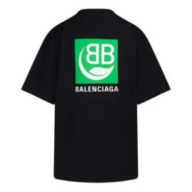B Camiseta de manga curta preta com logótipo «Alphabet» ecológico em verde 594599THV631000