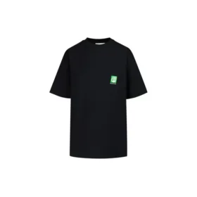B Camiseta de manga curta preta com logótipo «Alphabet» ecológico em verde 594599THV631000