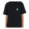 B Camiseta de manga curta preta com logótipo «Alphabet» ecológico em verde 594599THV631000