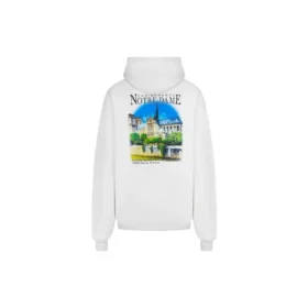 Balenciaga para homem, padrão paisagem, corte largo, branco, 641679TJVH99000
