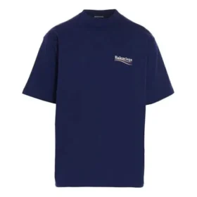 Balenciaga para homem, Political Campaign, versão grande, manga curta, azul-marinho 641675TIV521195