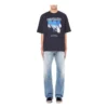 Balenciaga Speed Hunters para homem, preto, faixa azul, manga curta, cinzento 541875TCV381055