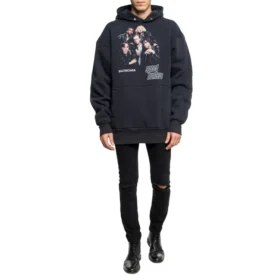Balenciaga Speedhunters para homem, camisola com capuz e estampado Boysband, manga comprida, azul-marinho 541873TCV371055