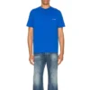 Balenciaga SS21 para homem, camisola de manga curta com logótipo pequeno «Alphabet», azul, 556151TBV438077