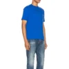 Balenciaga SS21 para homem, camisola de manga curta com logótipo pequeno «Alphabet», azul, 556151TBV438077