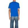 Balenciaga SS21 para homem, camisola de manga curta com logótipo pequeno «Alphabet», azul, 556151TBV438077