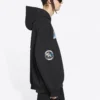 Balenciaga x NASA FW21 para homem, camisola clássica de algodão com capuz, mangas compridas e corte largo, com logótipo cruzado, preta 651799TKVD81070
