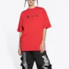 Balenciaga x PlayStation Colaboração FW21 PS5 Padrão Geométrico Alfabético Estampado, Manga Curta, Unissexo, Vermelho 651795TKVF36552
