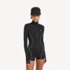 Body técnico de manga comprida para mulher, em preto