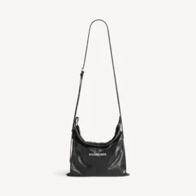Bolsa de compras masculina com saco de proteção e alça transversal, tamanho médio, em preto