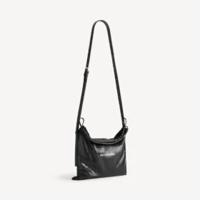 Bolsa de compras masculina com saco de proteção e alça transversal, tamanho médio, em preto