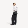 Bolsa de compras masculina com saco de proteção e alça transversal, tamanho médio, em preto