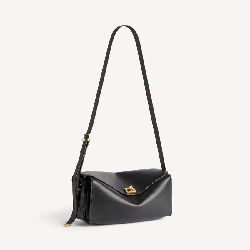 Bolsa de ombro Le 7 para mulher, tamanho médio, em preto Bolsa de ombro Le 7 para mulher, tamanho médio, em preto