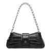 Bolsa de ombro Lindsay Small com relevo de crocodilo «Preto» 701141210C91000