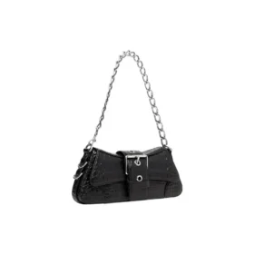 Bolsa de ombro Lindsay Small com relevo de crocodilo «Preto» 701141210C91000