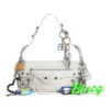 Bolsa de ombro pequena Le Cagole com efeito usado e pingentes «Branco» 7716402AA7A9000