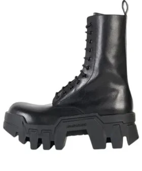 Bota com atacadores Bulldozer «Pele de bezerro vegetal preta» 671554WBCQ01000