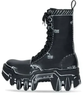 Botas com atacadores Bulldozer «Pele de bezerro com contorno preto» 672502WBEF21090