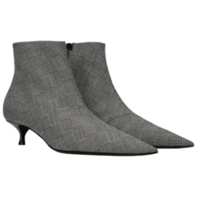 Botas de bico fino em xadrez de lã «Cinza» 579218W1SR01214