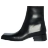 Botas de cano curto com biqueira quadrada «Couro Preto» 678108WBC301000