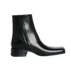 Botas de cano curto com biqueira quadrada «Couro Preto» 678108WBC301000
