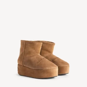 Botins de plataforma «Alaska» para mulher em castanho/branco