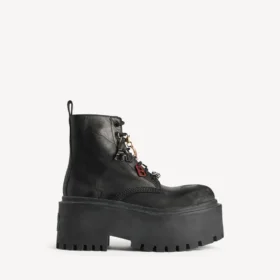 Botins de plataforma femininos «Strike» com pingentes em preto/multicolorido