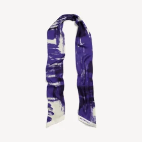 Cachecóis Twilly feminino com padrão de pincéis em azul