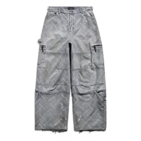Calças Cargo com Padrão Diagonal “Azul Claro” 767971TDW144979