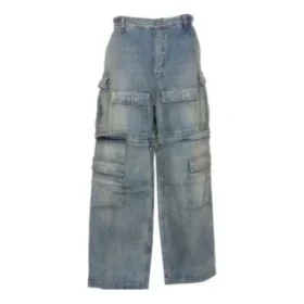Calças cargo de Denim com fecho de correr de 2 vias 24SS «Blue» 773759TPW534868