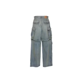Calças cargo de Denim com fecho de correr de 2 vias 24SS «Blue» 773759TPW534868