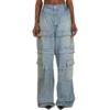 Calças cargo de Denim com fecho de correr de 2 vias 24SS «Blue» 773759TPW534868