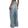 Calças cargo de Denim com fecho de correr de 2 vias 24SS «Blue» 773759TPW534868