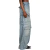 Calças cargo de Denim com fecho de correr de 2 vias 24SS «Blue» 773759TPW534868