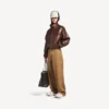 Calças chino masculinas tamanho L em camelo