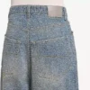 Calças de denim largas com costura de denim para homem em azul escuro
