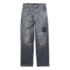 Calças de Denim retas com estampado Doodle «Azul» 746986TOW664036