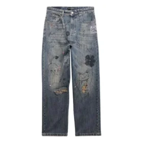 Calças de Denim retas com estampado Doodle «Azul» 746986TOW664036