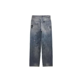 Calças de Denim retas com estampado Doodle «Azul» 746986TOW664036