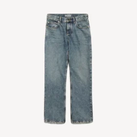 Calças de ganga de corte regular para mulher em azul vintage sujo