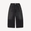 Calças de ganga masculinas de corte curvo em preto