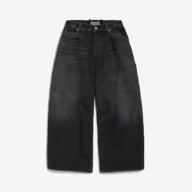Calças de ganga masculinas de corte curvo em preto