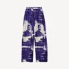 Calças de pijama femininas com padrão de pincel em azul