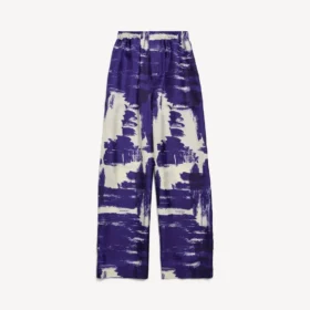 Calças de pijama femininas com padrão de pincel em azul