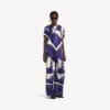 Calças de pijama femininas com padrão de pincel em azul