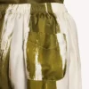 Calças de pijama femininas em sarja de seda com efeito «brush scratch» em cáqui
