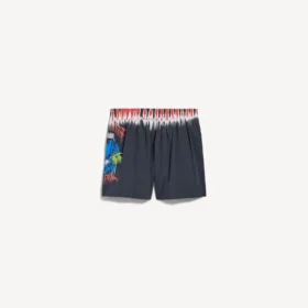 Calções de banho masculinos com estampado tie-dye extremo em preto