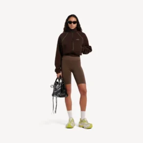Calções de ciclismo sem costuras para mulher, em moka