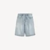 Calções de Denim para homem com efeito «stay press» em azul claro desbotado