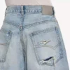 Calções de Denim para homem com efeito «stay press» em azul claro desbotado